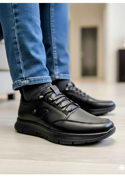 Erkek Hakiki Deri Ayakkabı 38-39 Numara Topuk Dikeni Pedli Siyah
