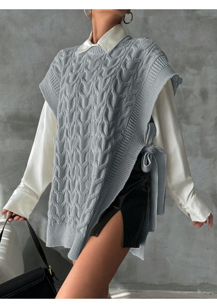 Kadınlar Için Şık Düz Renkli Dik Yaka Yelek - Ayarlanabilir Bağcıklı Ilkbahar Yaz Sonbahar Günlük