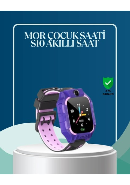 S10 Mor Çocuk Takip Saati Elektronik Bariyer ve Sesli Mesaj Destekli