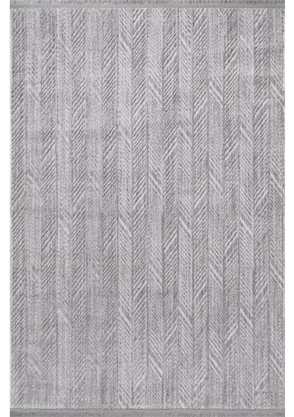 Yalın Modern Dokuma Halı Kaymaz Tabanlı Yıkanabilir Salon ve Oturma Odası Halısı 5577 Gri