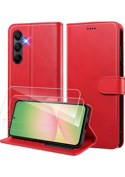 Samsung Galaxy A16 Uyumlu Ekran Koruyuculu Kılıf Kapaklı Kartlıklı Deri Görünümlü Standlı Kapak