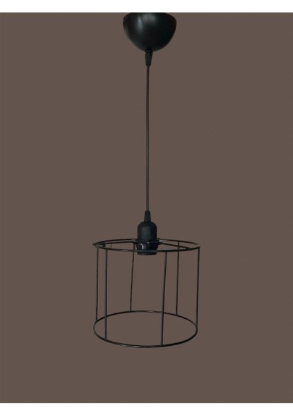 Silindir Avize Teli , Iskeleti (Küçük Kısa 20X15 Cm) Siyah Statik Boyalı (Duy Takımı Dahil) fiyatları