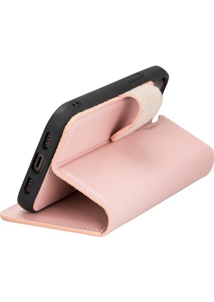 Apple iPhone 12 Mini Uyumlu Deri Cüzdanlı Kılıf Nu2 Pembe indirimleri