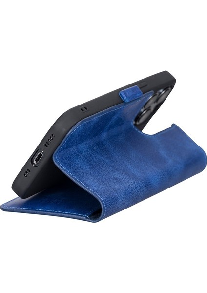 Apple iPhone 13 Pro Uyumlu Deri Cüzdanlı Kılıf Okyanus Mavi indirimleri