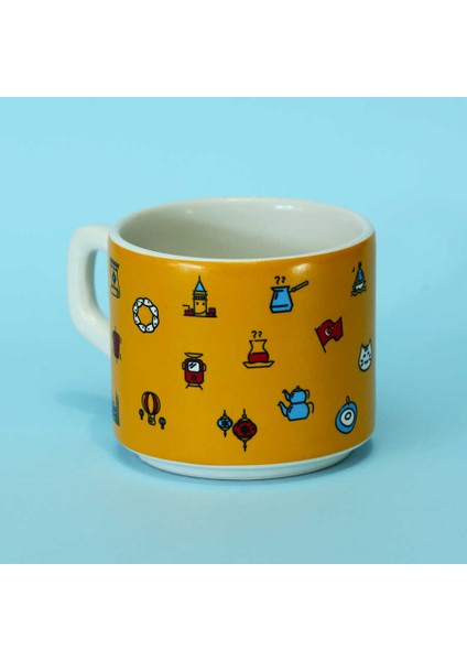 Istanbul Desenli Sarı Seramik Kupa