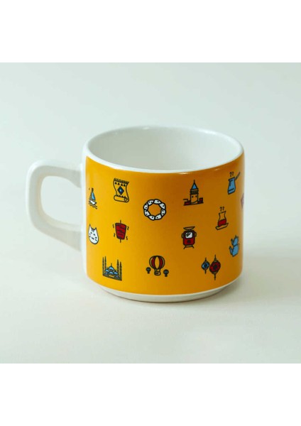 Istanbul Desenli Sarı Seramik Kupa fiyatları