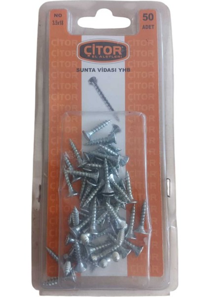 Sunta Vidası 3.5X18 mm – 50 Adet Dayanıklı Montaj Vidaları