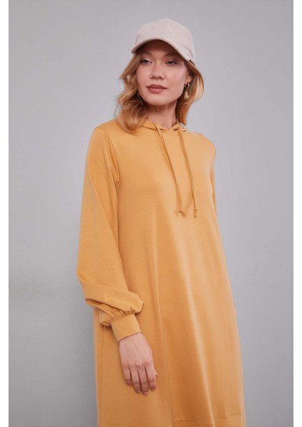 Hardal Kapuşonlu Gizli Cep Detaylı Elbise fiyatları