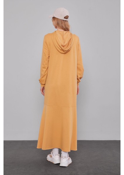Hardal Kapuşonlu Gizli Cep Detaylı Elbise fırsatları