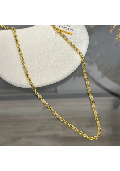 22 Ayar 4 mm Burgu Kolye (80 Cm)