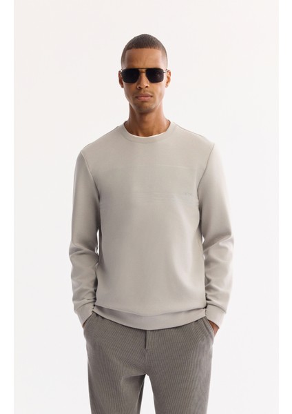Erkek Siyah Bisiklet Yaka Pamuklu Bi-Stretch Baskılı Regular Fit Sweatshirt A52Y1215