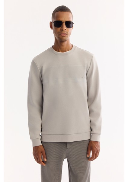 Erkek Siyah Bisiklet Yaka Pamuklu Bi-Stretch Baskılı Regular Fit Sweatshirt A52Y1215