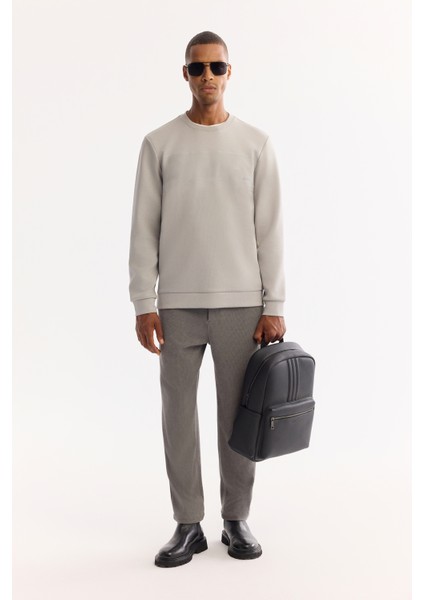 Erkek Siyah Bisiklet Yaka Pamuklu Bi-Stretch Baskılı Regular Fit Sweatshirt A52Y1215