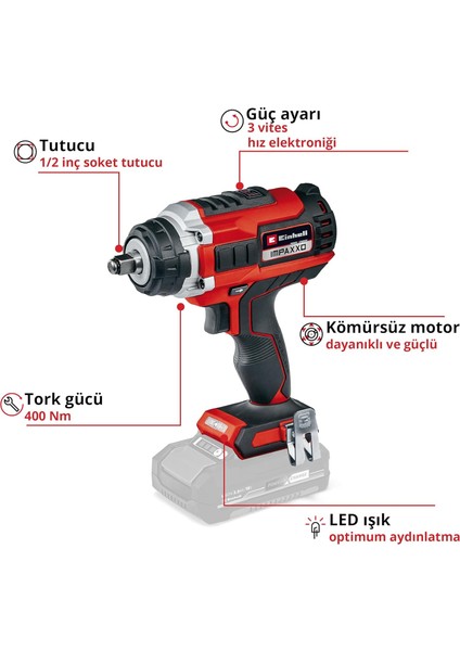Professional Akülü Darbeli Somun Sıkma Impaxxo 18/450 Power X-Change (Li-Ion, 18 V, 400 Nm, modelleri