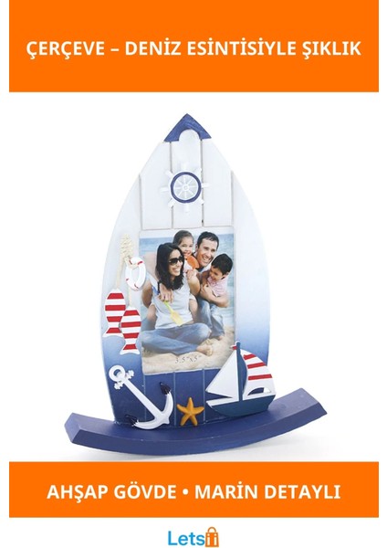 Ahşap Deniz Temalı Marin Çerçeve Nostaljik 1 Adet