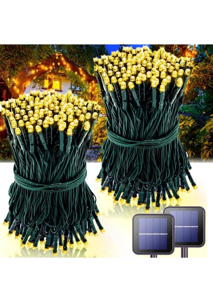 Güneş Enerjili Solar 100 Ledli 12 Metre Gün Işığı Bahçe Aydınlatma Dekorasyon Güneş LED Sarı Işık fiyatları