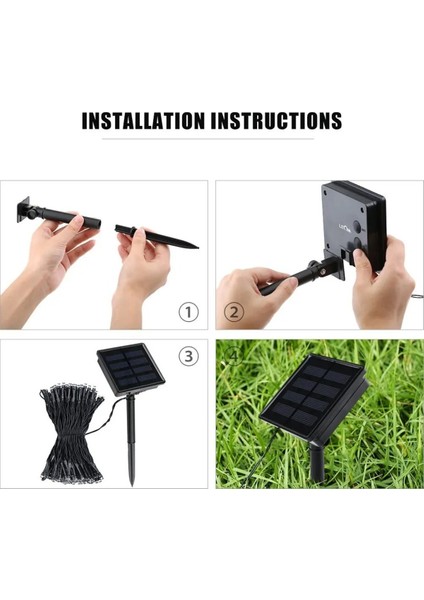 Güneş Enerjili Solar 100 Ledli 12 Metre Gün Işığı Bahçe Aydınlatma Dekorasyon Güneş LED Sarı Işık