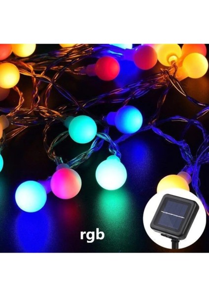Solar Güneş Enerjili Dış Bahçe Top Aydınlatma 7 Metre 50 LED Çok Renkli Süs Ledleri