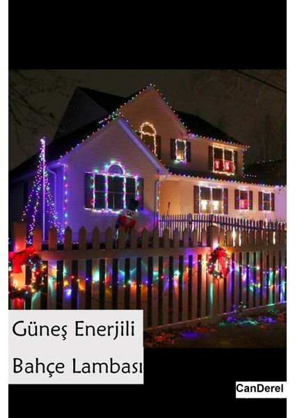 Solar Güneş Enerjili Dış Bahçe Top Aydınlatma 7 Metre 50 LED Çok Renkli Süs Ledleri