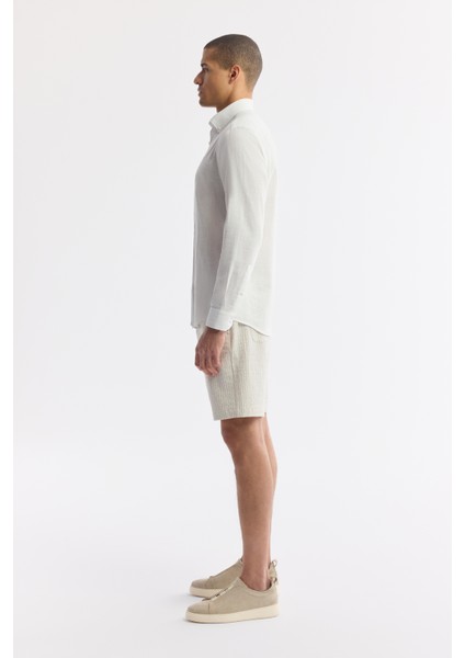 Erkek Beyaz Düğmeli Yaka Kolay Ütülenir Pamuklu Regular Fit Gömlek A51Y2130