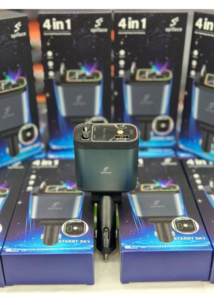 Araç Içi 4in1 Hızlı Şarj Cihazı – Type-C & Kablolu, USB + Type-C Girişli, Kırmızı Yıldız Tavan Işıkl fırsatları