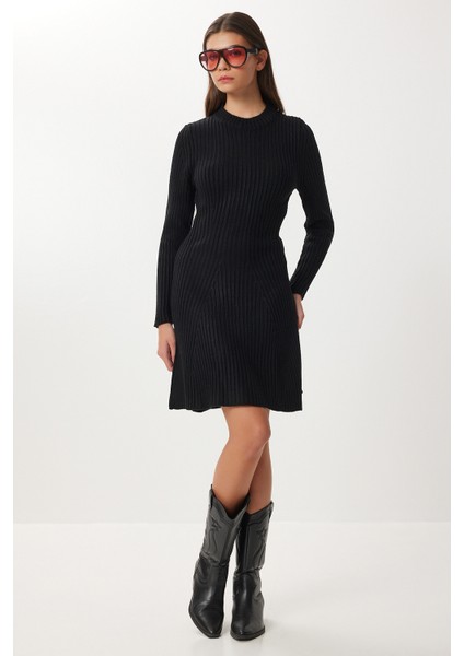 Fitilli Triko Kısa Çan Elbise LCI0055 Siyah modelleri