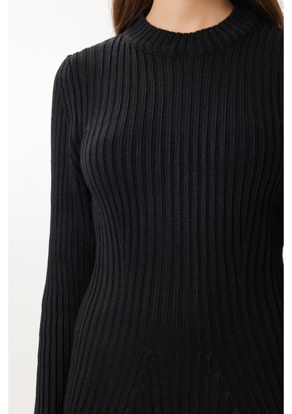 Fitilli Triko Kısa Çan Elbise LCI0055 Siyah fırsatları