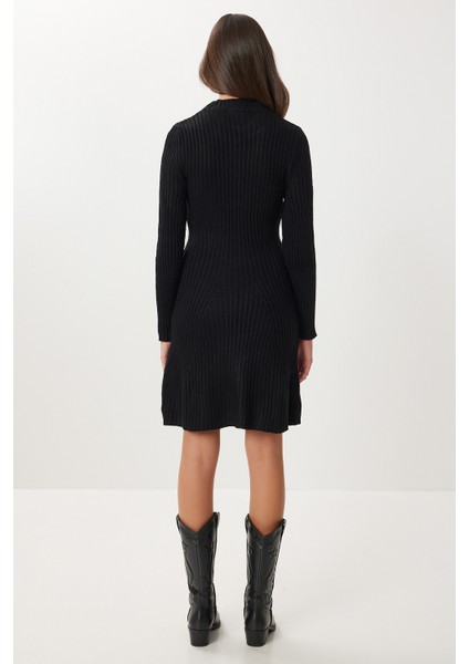 Fitilli Triko Kısa Çan Elbise LCI0055 Siyah indirimleri