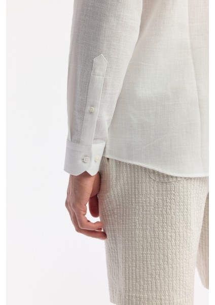 Erkek Beyaz Düğmeli Yaka Kolay Ütülenir Pamuklu Regular Fit Gömlek A51Y2130