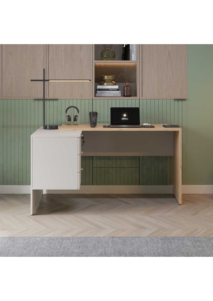 Madrid 3 Çekmeceli L Çalışma Masası - Florida Meşe/vizon 140X75X107 cm modelleri