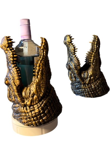 Timsah Figürlü Şaraplık - El Işçiliği ile Boyanmış (Bakır) fiyatları