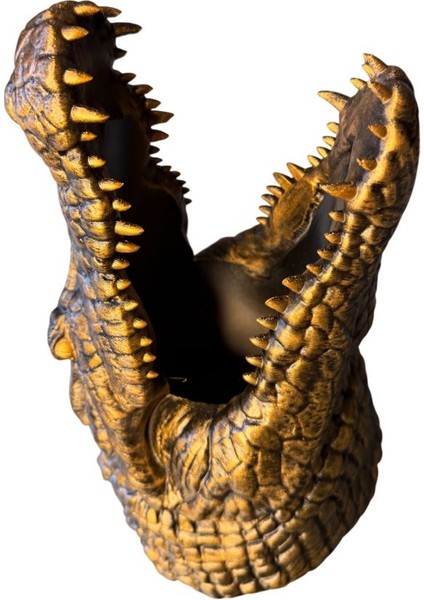 Timsah Figürlü Şaraplık - El Işçiliği ile Boyanmış (Bakır)