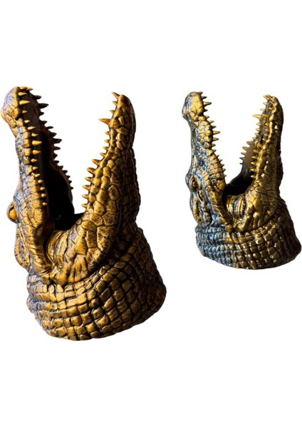 Timsah Figürlü Şaraplık - El Işçiliği ile Boyanmış (Bakır)