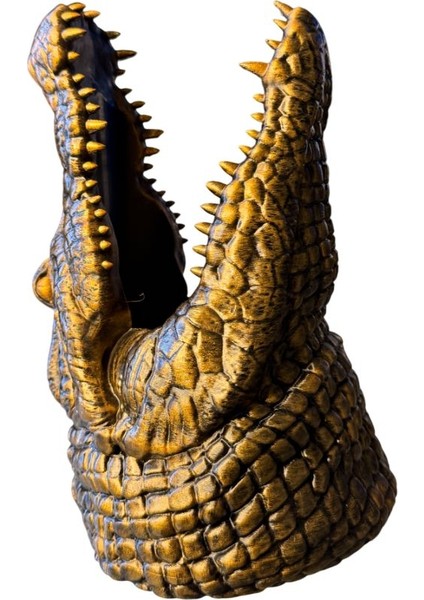 Timsah Figürlü Şaraplık - El Işçiliği ile Boyanmış (Bakır)