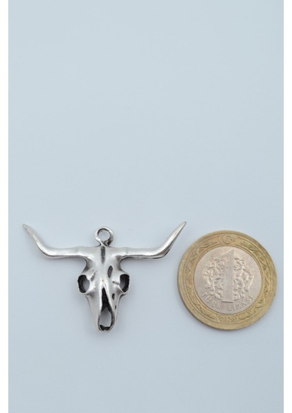 Boğa - Kuru Kafa Gümüş Kaplama Örme Zincir Kolye fırsatları