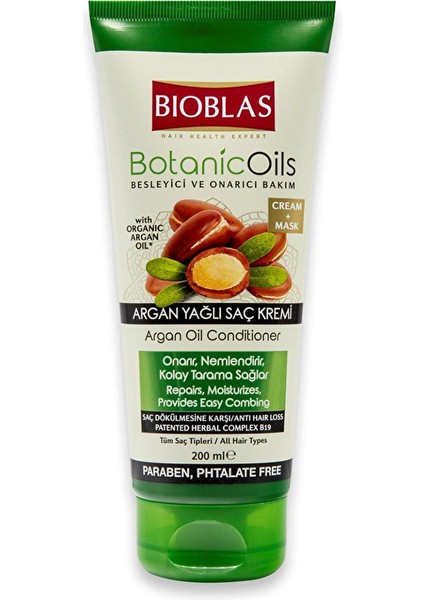 3 Adet Bioblas Botanic Oils Saç Kremi Maske 200 ml Argan