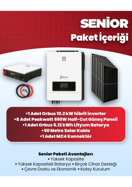 Senior Solar Paket -Güneş Enerji Sistemleri fiyatları