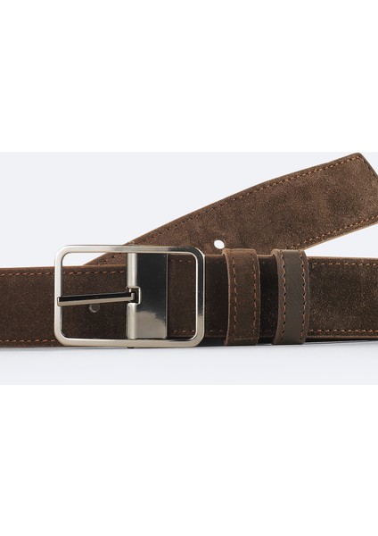 Erkek Kahve %100 Süet Deri Çift Taraflı Kemer A51Y9300