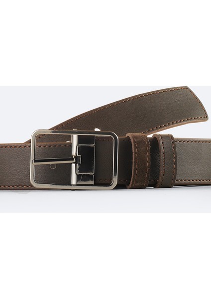 Erkek Kahve %100 Süet Deri Çift Taraflı Kemer A51Y9300