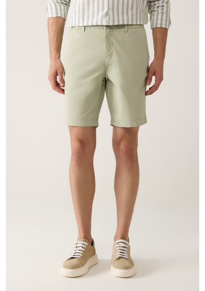 Erkek Mint Yeşil Beli Lastikli Pamuklu Aspendos Relaxed Fit Şort A41Y3733