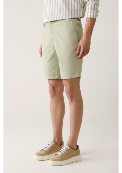 Erkek Mint Yeşil Beli Lastikli Pamuklu Aspendos Relaxed Fit Şort A41Y3733