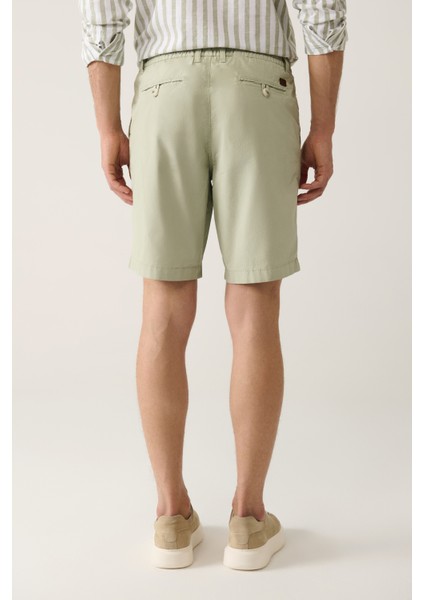 Erkek Mint Yeşil Beli Lastikli Pamuklu Aspendos Relaxed Fit Şort A41Y3733