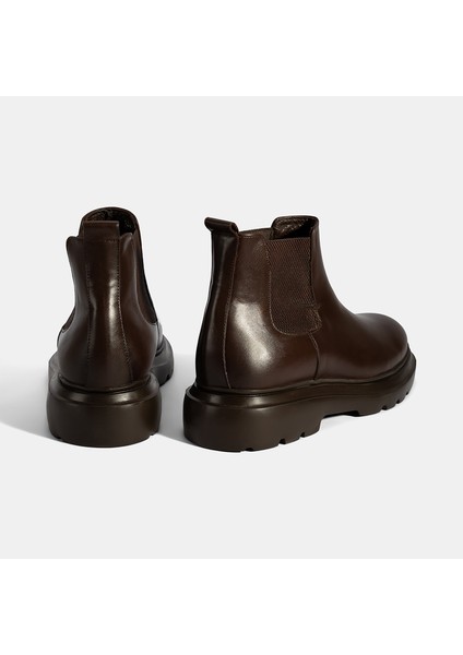 Erkek Kahve Lastikli Deri Bot