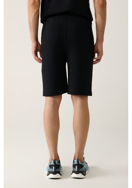 Erkek Siyah Yandan Cepli Baskılı Soft Touch Regular Fit Şort A41Y3645