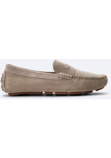 Erkek Taş %100 Süet Hafif Loafer Ayakkabı B008001
