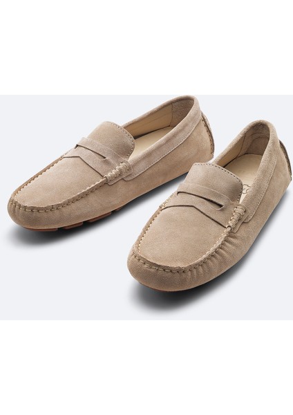 Erkek Taş %100 Süet Hafif Loafer Ayakkabı B008001