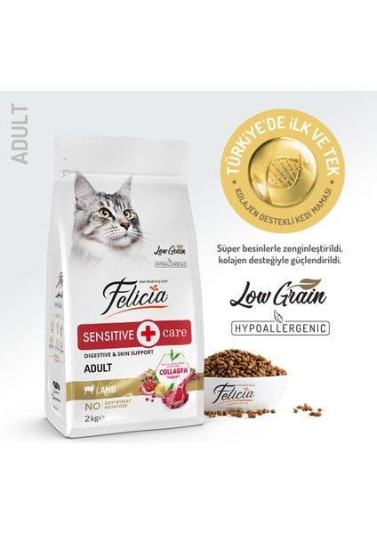 Kolajen Destekli Hipoalerjenik Kuzulu Yetişkin Kedi Maması 2KG