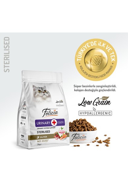 Kolajen Destekli Hipoalerjenik Somonlu Kısırlaştırılmış Yetişkin Kedi Maması 5KG