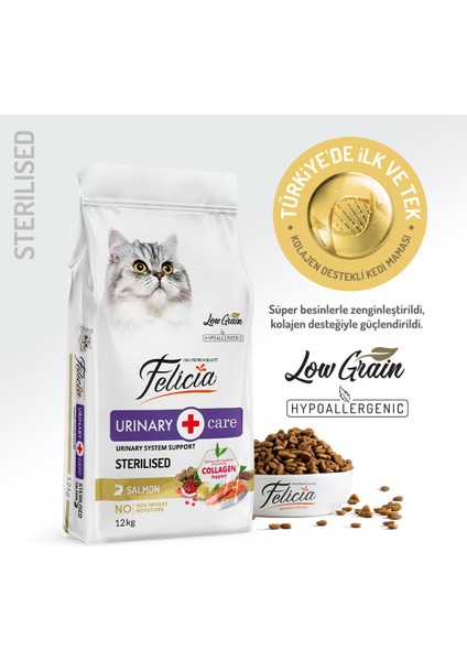 Kolajen Destekli Hipoalerjenik Somonlu Kısırlaştırılmış Yetişkin Kedi Maması 12KG