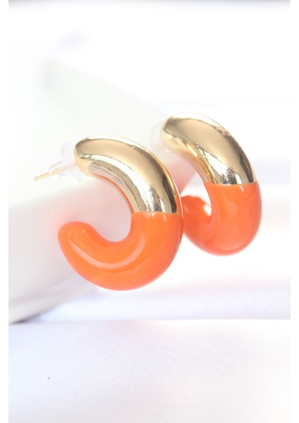 Ccb Turuncu Gold Çift Renk Küpe - TJ-BKP8873